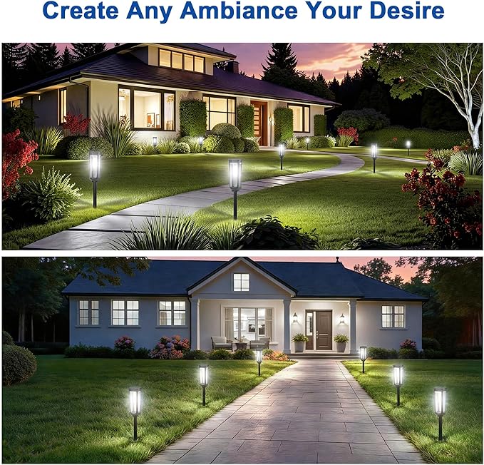 Solar Pathway Lights Outdoor,12 Pack Cool Garden Lights Solar Powered Waterproof IP65,Auto On/Off Outdoor Light for Lawn Patio Walkway Driveway Decor Landscape Lighting
