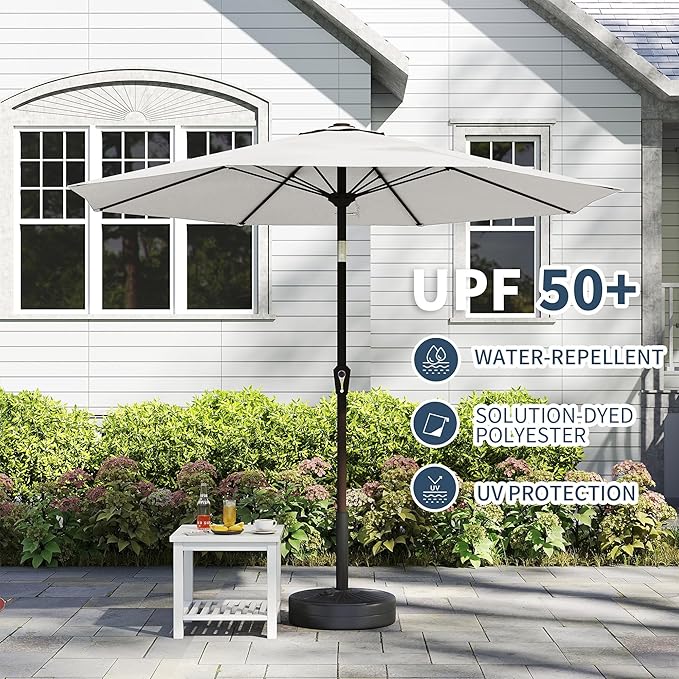 PatioKingdom 11FT Patio Umbrella,Outdoor Umbrella with Push Button Tilt and Crank,Market Table Umbrella with 8 Sturdy Fiberglass Ribs UV Protection