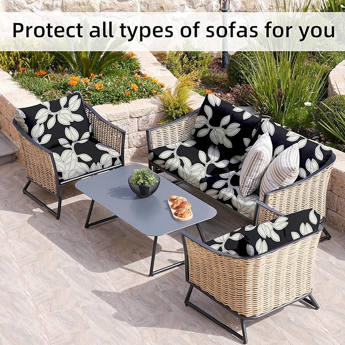 BIETYONE 8Pcs Stretch Patio Cushion Covers,Outdoor Couch Covers Replacement,Outdoor Couch & Sofa Slipcovers,for Patio Furniture Cushion Covers,Washable Reusable urniture Protector(Patch,8PCS)