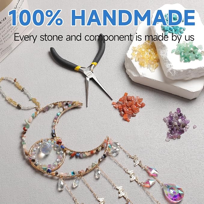 Crystal Suncatcher Window Hanging Decor Rainbow Maker Sun Catchers Indoor | Hand-plated rainbow maker with natural stones, boho hanging decoration for windows, with String & Hook,bedrooms and gifts