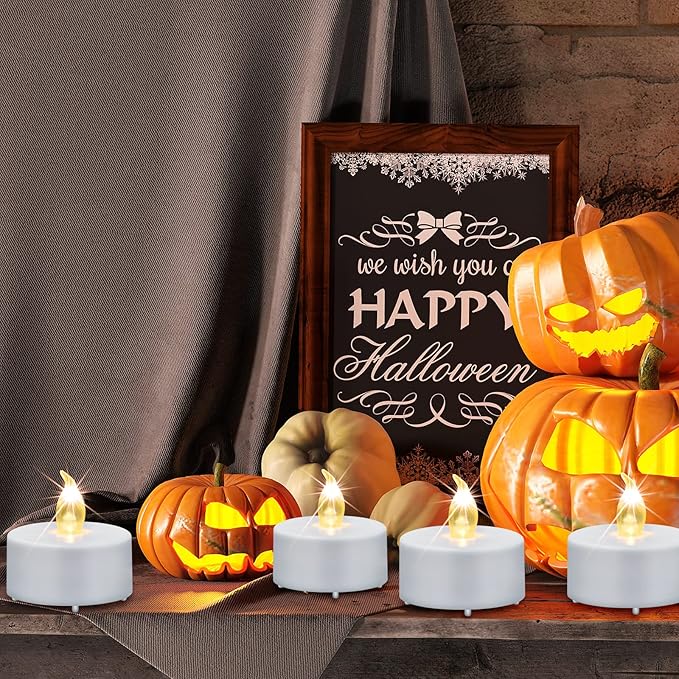 Hanzim LED Tea Lights Candles- 12PACK Warm Yellow Flameless Candles Realistic and Bright Flickering Long Lasting 200Hours for Holiday Celebration,Party,Home Decoration,Battery Operated