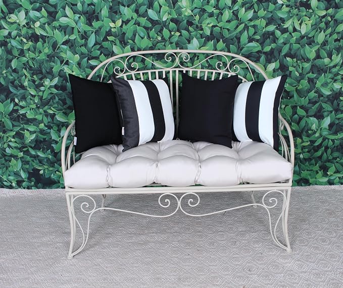 Outdoor/Indoor Sunbrella Throw Pillow Cover Only Square Set of 2 Pieces 20 inch x 20 inch Cabana Classic Stripe - Insert Not Included, Black/White