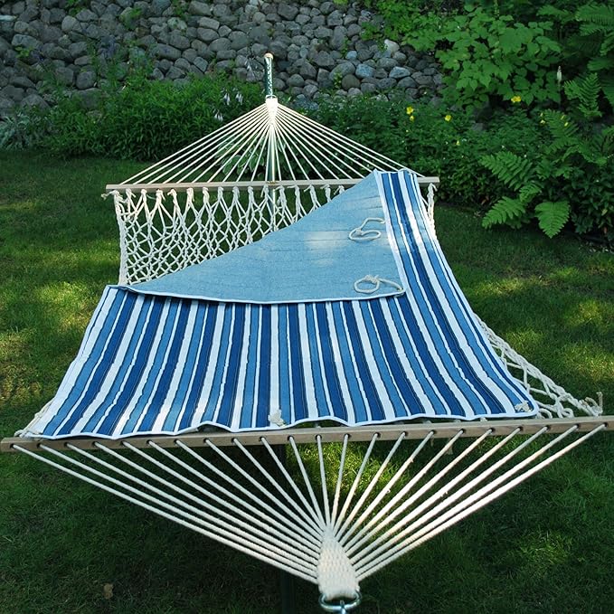 Algoma 2951-135142 Quilted Hammock Pad, Tropical Palm Stripe/Blue/Norway Powder Blue,Blue Multi