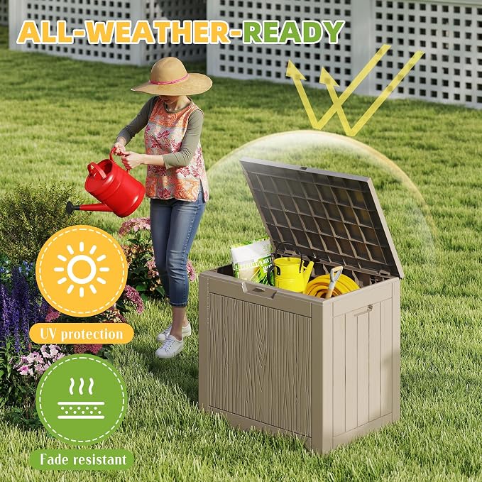30 Gallon Waterproof Resin Deck Box, UV Resistant Outdoor Storage for Garden, Patio, Porch, Delivery, Gray