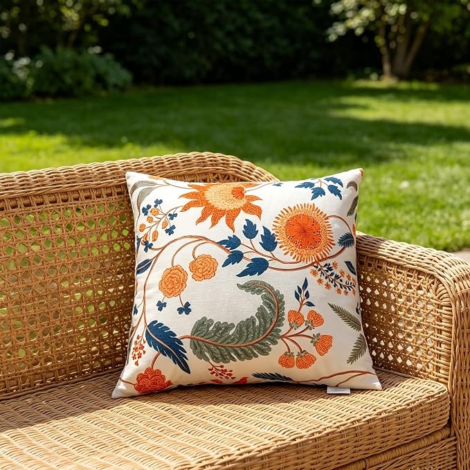 Outdoor Pillows 2-Pack, Waterproof Fade-Resistant (Hawaiian Flower, 18x18) | Zippered removable covers easy cleaning, premium PP cotton fill resilient comfort, multiple color options, reinforced edges