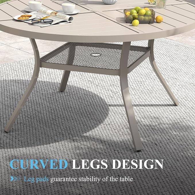 VICLLAX Outdoor Table and Chairs Set of 4, Metal Patio Dining Set-40.7" Round Dining Table and 4 Swivel Chairs for Deck, Lawn and Garden, Sandshell Color