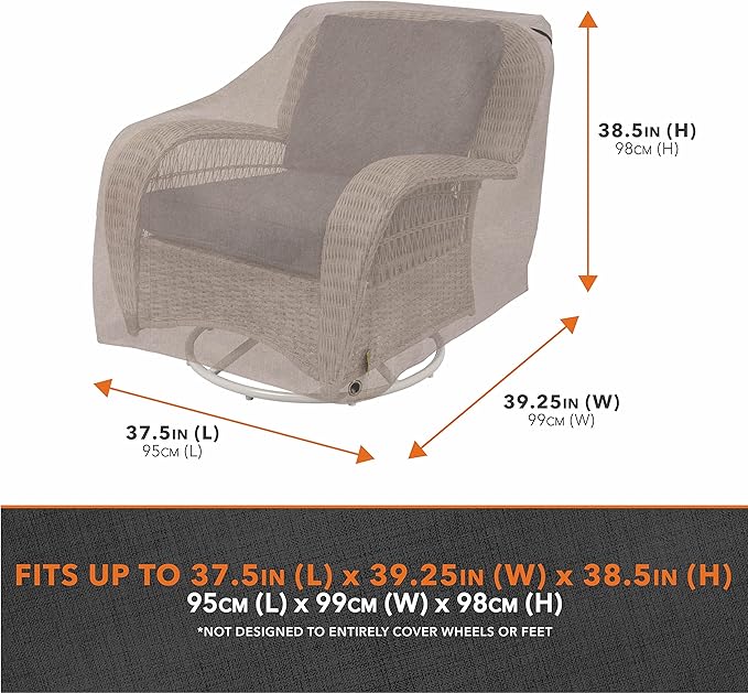 Modern Leisure Garrison Swivel Lounge Patio Chair Cover - Weather-Resistant Fabric - Outdoor Furniture Protection Perfect for Patio, Deck, and Porch - 37.5" L x 39.25" W x 38.5" H - Sandstone