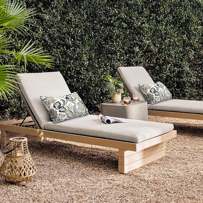 DYTXIII Pack of 2 Waterproof Outdoor Lumbar Pillow with Inserts, 12x20 in Rectangle Decorative Patio Throw Pillow for Home, Sofa,Bench and Patio Furniture, Dailey Tan