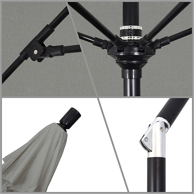 California Umbrella 9' Round Crank Lift, Collar Tilt, Aluminum Pole, Fiberglass Rib Patio Umbrella,