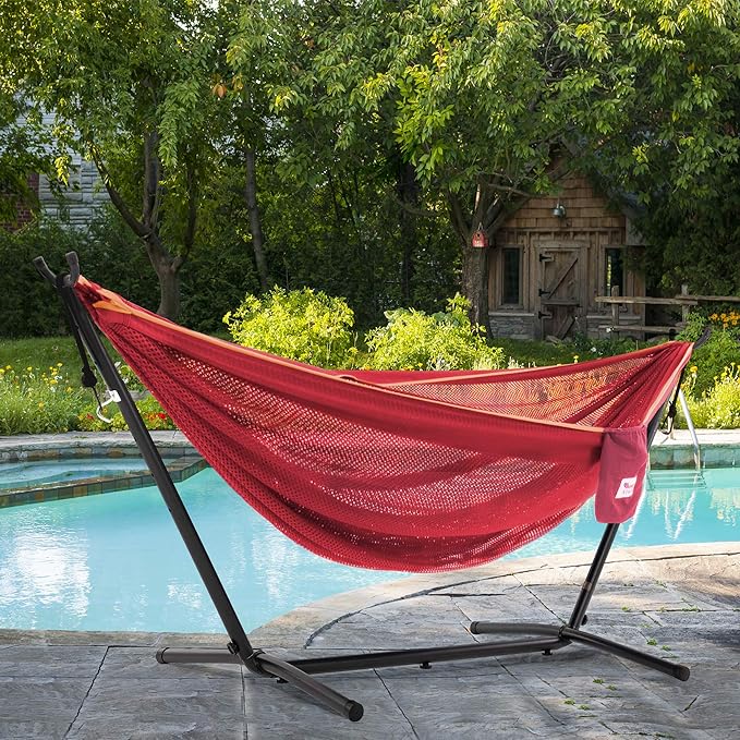 Vivere C9MESH-46 Hammock with Stand, Peach and Punch