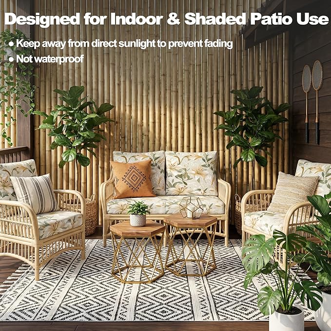 CALBODE 12 Pcs Stretch Outdoor Seat Cushion Covers, Washable Chair Seat Cover for Patio Furniture Cushions Soft Indoor and Outdoor Couch Cover Replacement (Lily, Cover Only)
