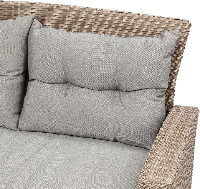 Outdoor Patio Furniture Boho, Outdoor Patio Chairs Modern Gray Patio Conversation Sets 4 Chairs Rattan with Ottoman and Cushions