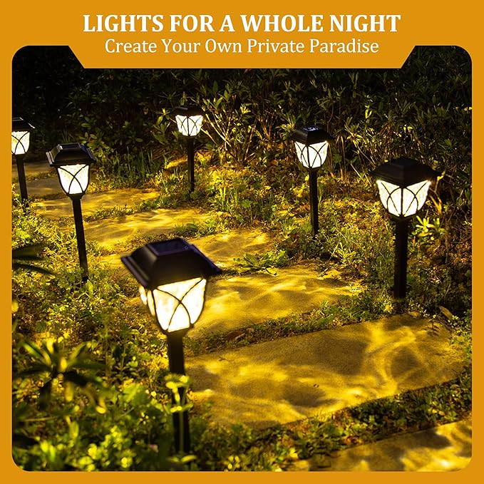 GIGALUMI Solar Lights Outdoor Waterproof, 2 Pack LED Solar Garden Lights, Solar Lights for Outside, Garden Decor for Yard, Patio, Landscape, Planter, Walkway (Warm White)