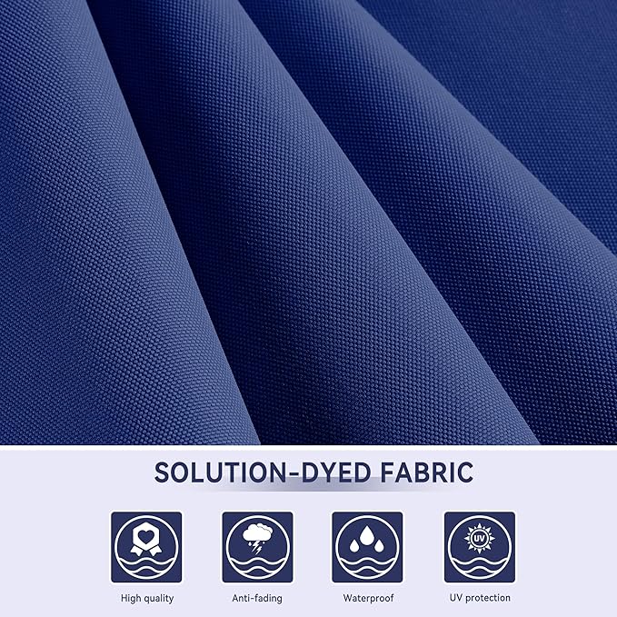 10 X 13 FT Cantilever Outdoor Patio Umbrella with LED Lights Large Heavy Duty 360° Rotation Double Top Offset Rectangular Umbrellas for Backyard Garden Pool Outside Deck, Navy