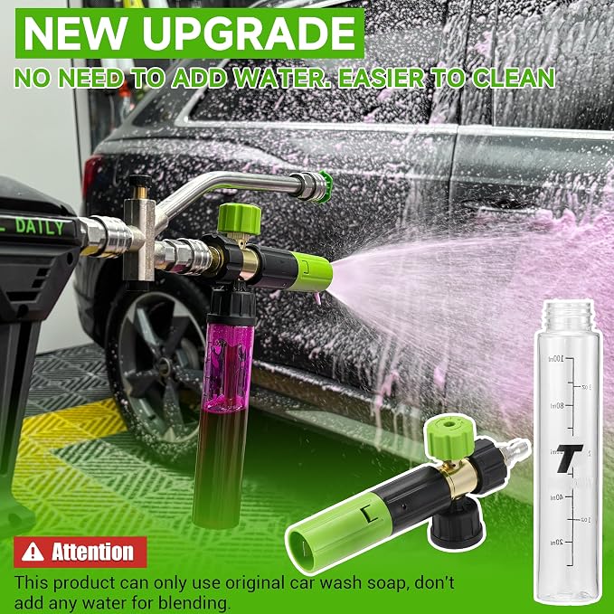 Tool Daily Short Pressure Washer Gun with Mini Foam Cannon, Dual Connector Accessory, 5 Power Washer Nozzle Tips, 1/4 Inch Quick Connect