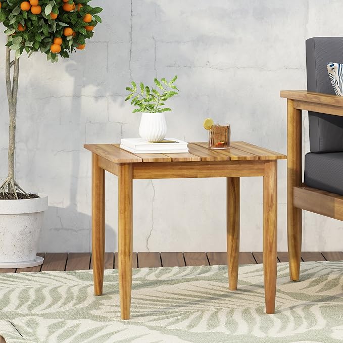 Patio Side Table, Square Acacia Wood, Teak