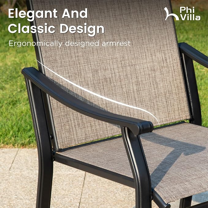 PHI VILLA 5 pcs Patio Dining Set,Outdoor Swivel Dining Chairs 4 and Metal Dining Table,Quick-Dry Textilene Fabric and Sturdy Metal Frame,Outdoor Table and Chairs for Yard