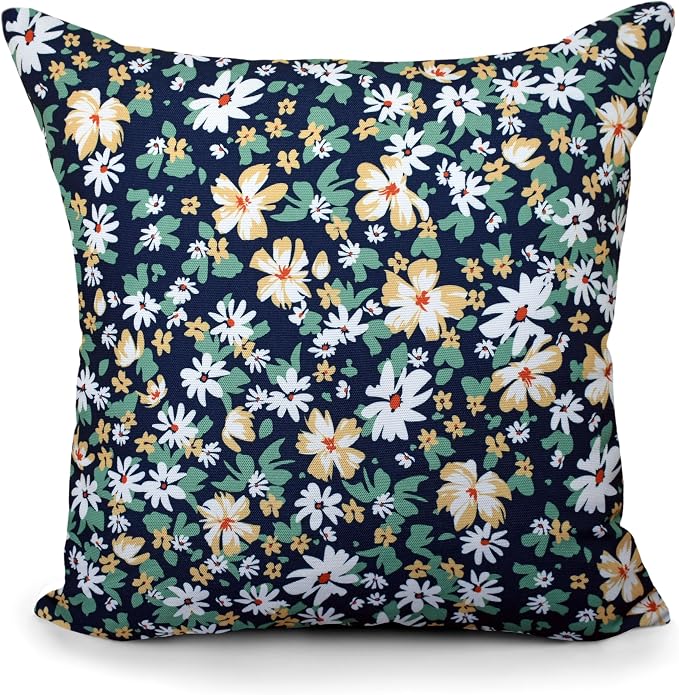 COZY TRENDS Decorative Indoor Outdoor Waterproof Throw Pillows with Inserts - Stylish Comfort for Your Patio Furniture, Garden Chairs, or Indoor Décor (18''X18'', Navy/White)