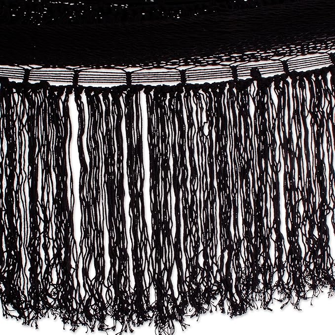Novica Ebony Cascade Cotton Rope Hammock (Double), Black