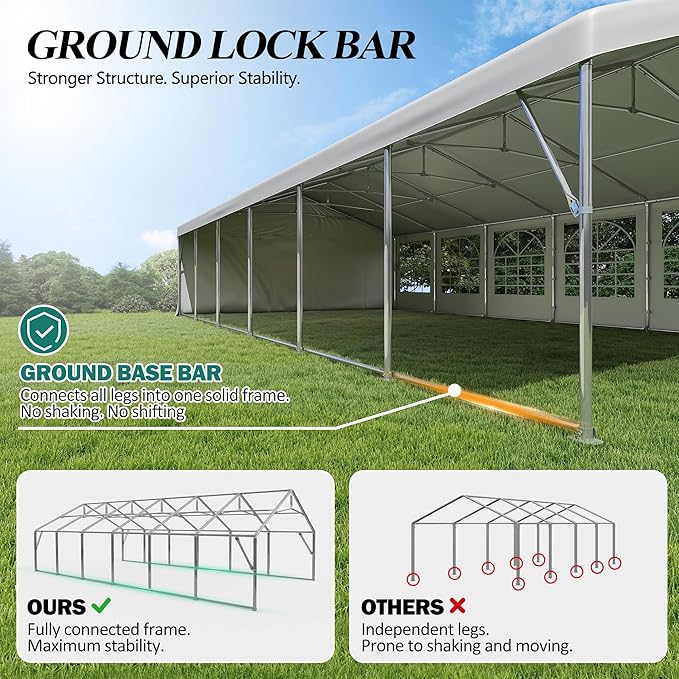 GARTOO 20' x 40' Canopy Party Tent - Heavy Duty Outdoor Wedding Gazebo with 4 Sand Bags, Event Shelter Canopy for Outdoor Event, Wedding, Birthday Party