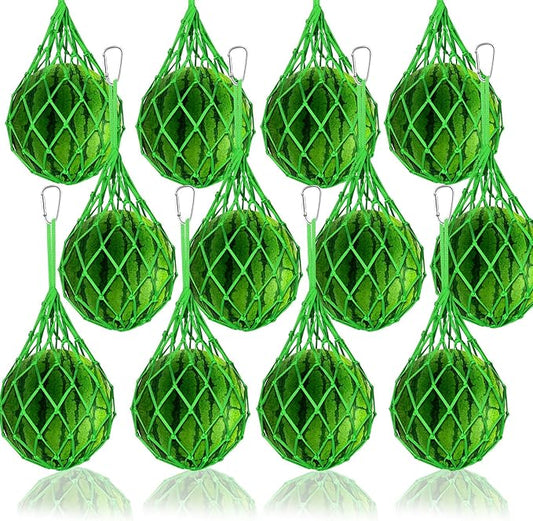 12 Pack Melon Hammocks Cradles, Melon Hammock for Trellis Heavy Duty Watermelon Nets with Hooks (Green)