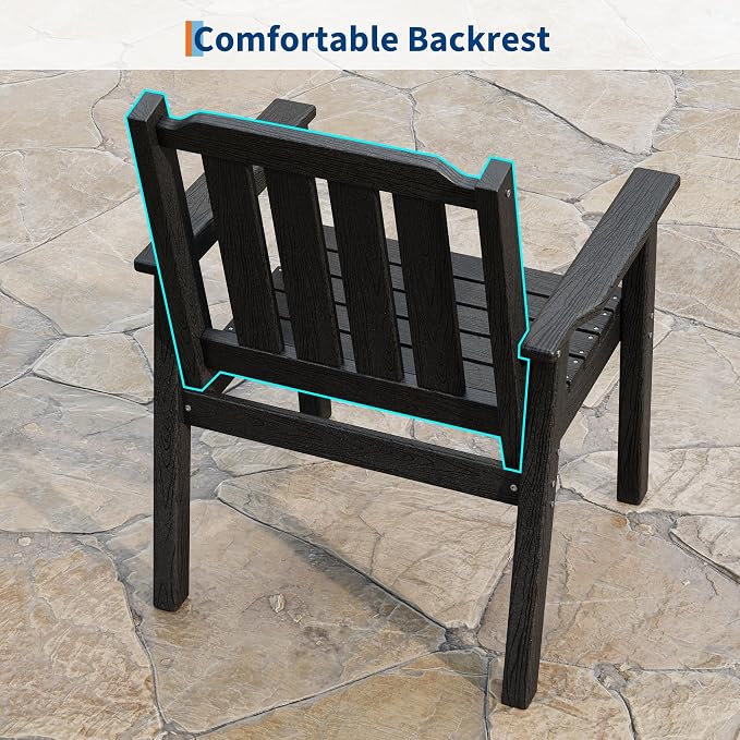 Garvee Outdoor Patio Dining Chairs Set of 4, Outdoor HDPE Garden Dining Chairs, Sturdy Frame, Waterproof, All-Weather for Backyard, Poolside, Porch, Deck, Black