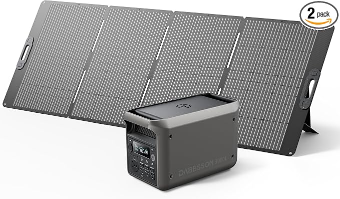 DABBSSON 3072Wh Solar Generator with 420W Solar Panel, Semi-Solid LiFePO4, 3000W AC Output 6,TT-30 1 for Charging RV,P-Boost 3600W,Lightweight,1.3X Runtime, 3000L Power Station for Camping Home Backup