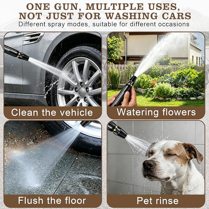 Home High Pressure Car Wash Water Gun, 2026 Upgraded Home High Pressure Car Wash Water Gun with Featuring A Powerful Nozzle,Multipurpose Car Washer Nozzle for Car Cleaning Garden Plant Watering
