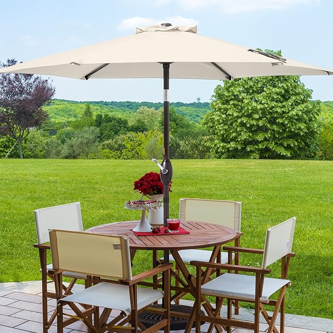 7.5ft Outdoor Umbrella Patio Umbrella,2-Year-Non-Fading,Table Market Patio Umbrella with Push Button Tilt and Crank,for Pool, Deck, Garden,Backyard