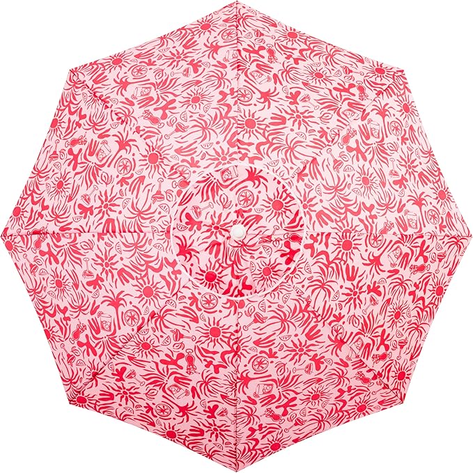 Business & Pleasure Co. Margaritaville Manana Umbrella - 6.5' Beach Umbrella Sand Anchor, 7' Tall Telescopic Aluminum Pole, UPF 50+