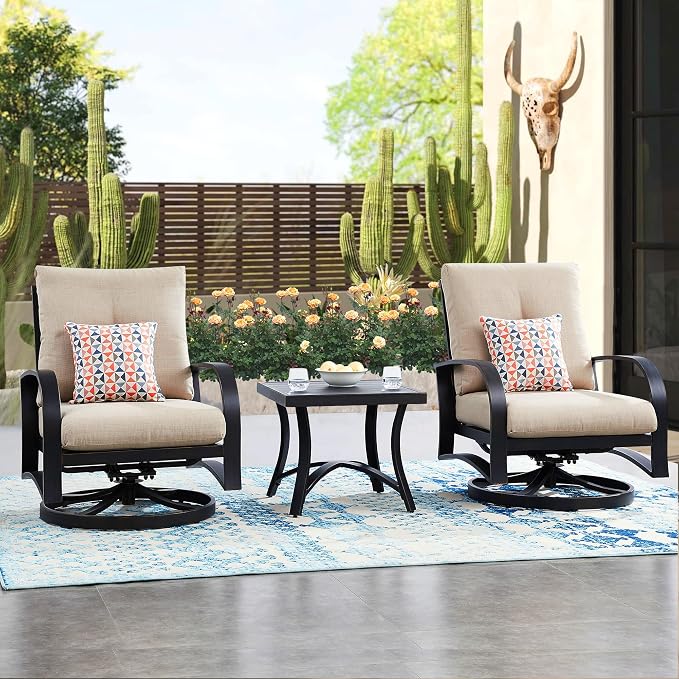 Ulax furniture Patio Side Table Square Outdoor End Table Outside Coffee Bistro Table, Black