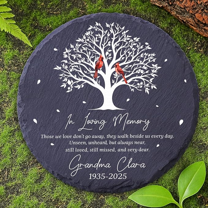 Personalized Memorial Garden Stone Plaque, Remembrance Grave Marker, Sympathy Gifts for Loss of Mom, Dad, Husband, Brother, Grandpa, Grandma, Aunt, In Memory of Loved One Gifts, Home Garden Decor