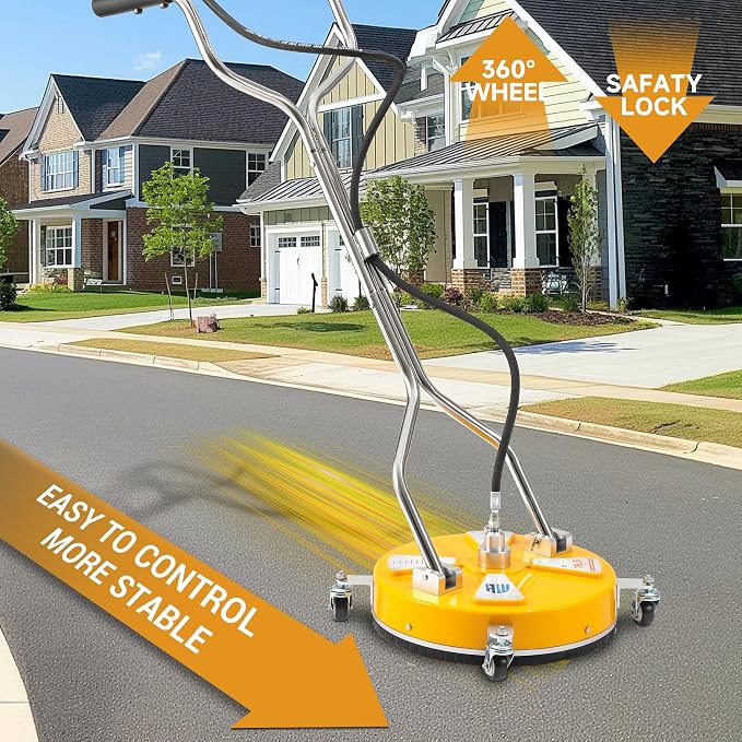 RIDGE WASHER Power Washer Surface Cleaner, 16.5 Inch Surface Cleaner with Dual Handle, Pressure Washer Surface Cleaner with 4 Wheels for Cleaning Driveways, Sidewalks, Patios, Decks, 4000 PSI