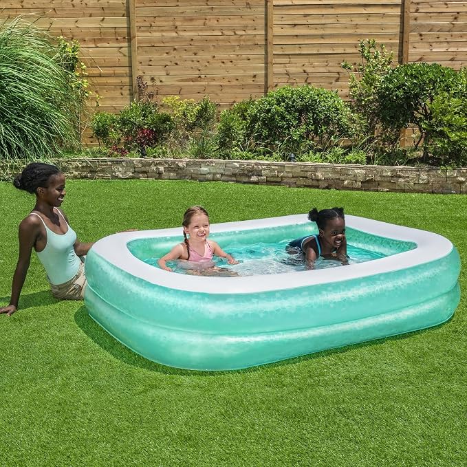 Bestway H2OGO! Blue Rectangular Inflatable Family Pool; 6 ft. 7 in. x 59 in. x 20 in.; Outdoor Recreational Activities