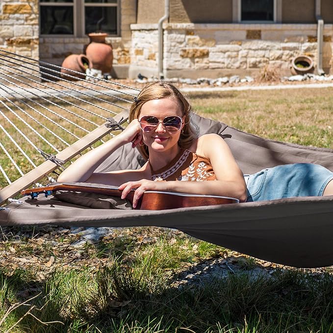 SUNCREAT Hammocks Replacement Hammock for Stand, 475 lbs Capacity, Two Person Backyard Hammock for Outside, Brown
