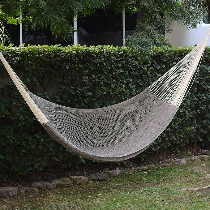 NOVICA Natural Grey Hand Woven Cotton 2 Person XL Mayan Rope Hammock with Hanging Accessories, Maya Mist' (Double)