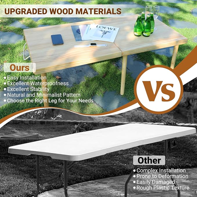Boho Wooden Low Picnic Table, Portable Foldable Beach Picnic Table for 6 People to Beach, BBQ, Camping, Party, Garden, Outdoor, Indoor (47" x 23")