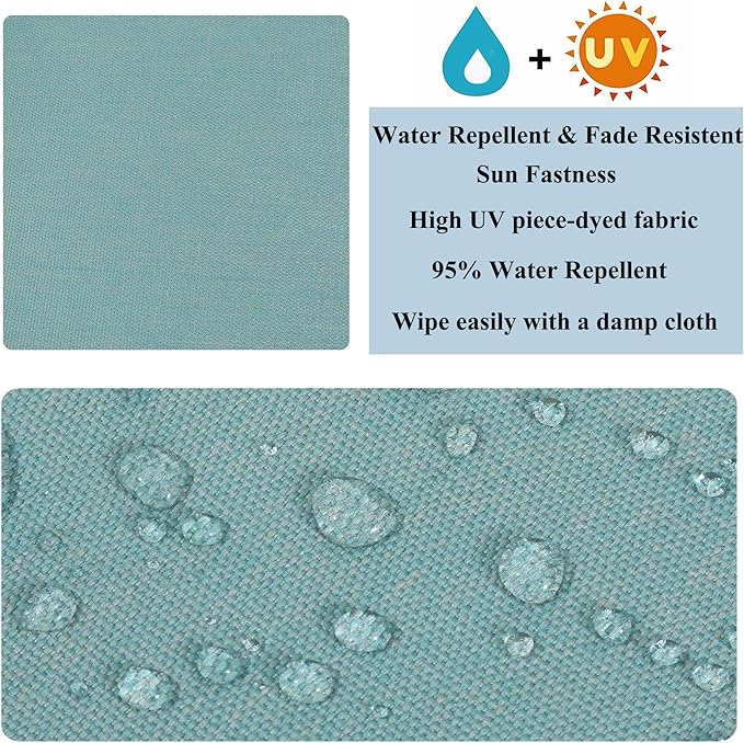 FUNHOME Outdoor Chair Cushion Covers 2 Pack, No Insert! Patio Cushion Covers Replacement 20" x 18" x 4", Water Resistant Chair Cushion Slipcovers, Aqua Leala(Covers ONLY)