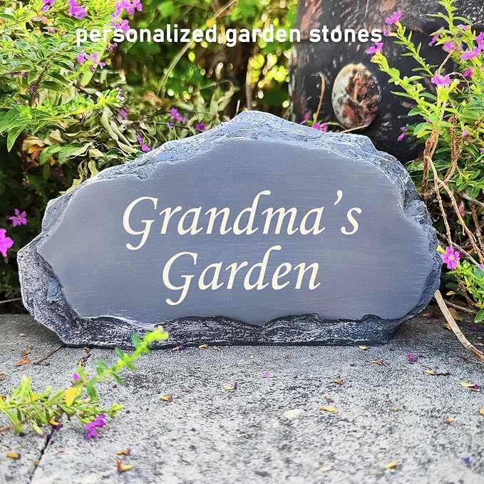 Personalized Garden Stones in Memory of Loved Ones, Engraved with Any Message Memorial Stones Gravestones Outside, Sympathy Memorial Gifts Funeral Gifts for Loved Ones Dad Mom Grandma