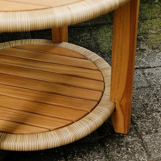 Cambridge Casual Marrakesh Teak Wood 3-Piece Rocking Conversation Set with Honey Twist Wicker
