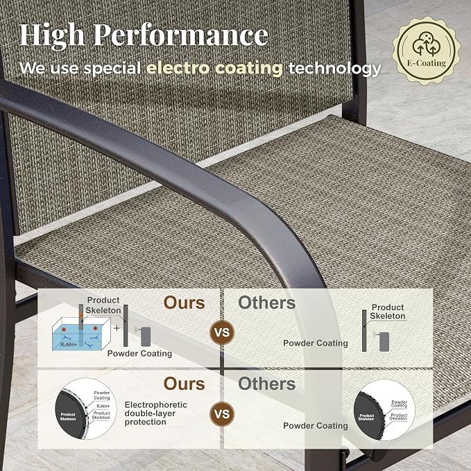 MIXPATIO 9 Pieces Patio Table and Chairs Set, Patio Dining Set for 8, 8 Brown Textilene Chairs and 83” Rectangular Patio Dining Table with Umbrella Hole, for Deck Backyard Lawn Poolside