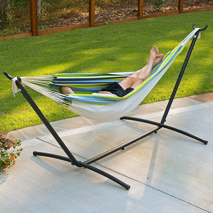 Algoma Net Portable Hammock Combo with Stand and Carry Bag, Blue