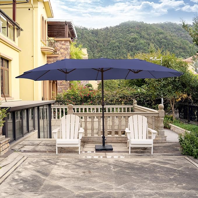 WO Home Furniture Patio Umbrella Twin Double (Extra Long) Outdoor Extra Long Umbrella 15' ft x 9' ft