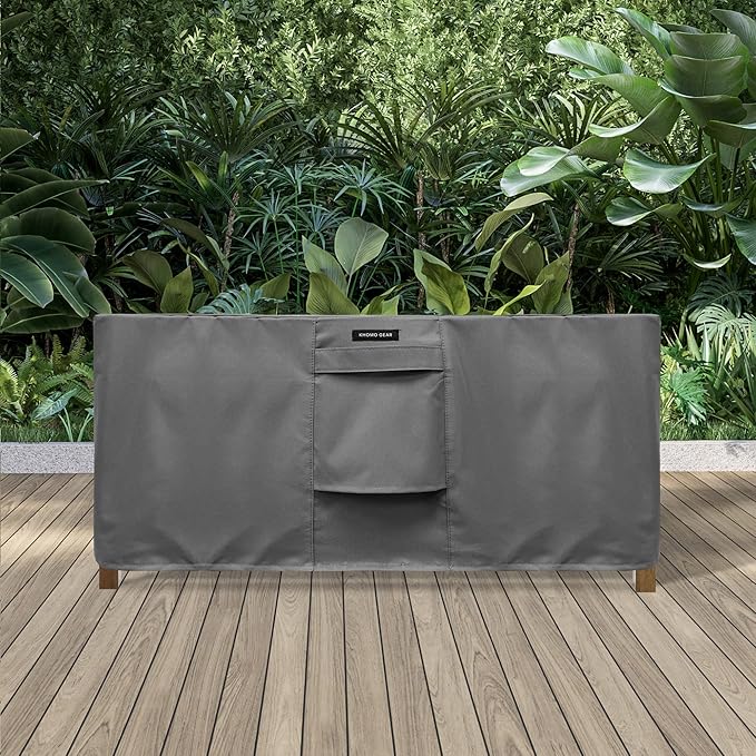 KHOMO GEAR Heavy Duty Outdoor Furniture Cover - Waterproof Square & Rectangular Covers with Air Vents - UV Resistant Polyester Patio Garden Cover - for Ottoman, Tables, Coffee Side Tables and Others