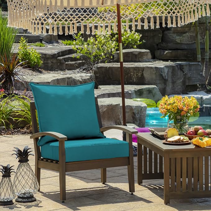 Arden Outdoor Deep Seat Cushion Set, Foam, 4-Pack, 24x24, Lake Blue | Sofa, Couch, Conversation Set, Premium High-Density Foam, Never Flattens, Mold and Mildew Resistant