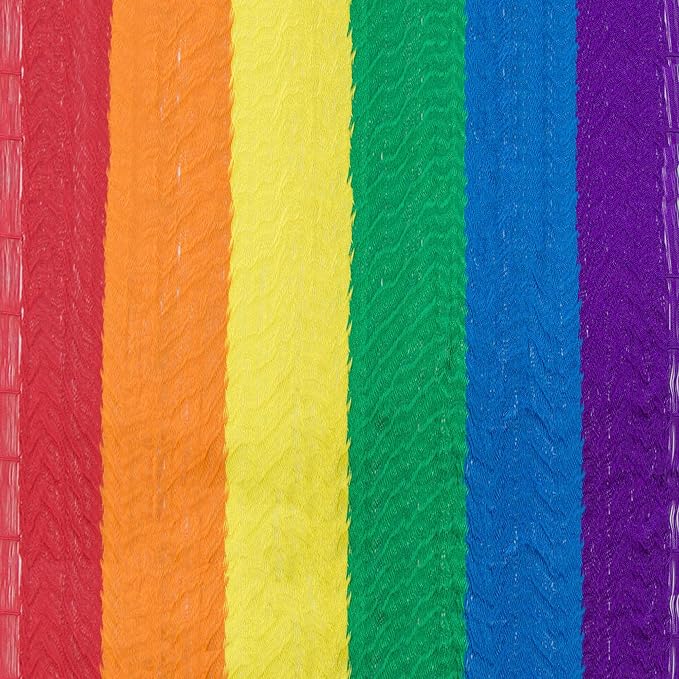 NOVICA Multicolor Rainbow Striped Hand Woven Nylon Mayan 1 Person Rope Hammock, 'Dreaming of Rainbows' (Single)