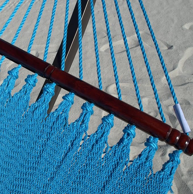 Double Caribbean Hammock - Soft-Spun Polyester - 48 inch (Light Blue)