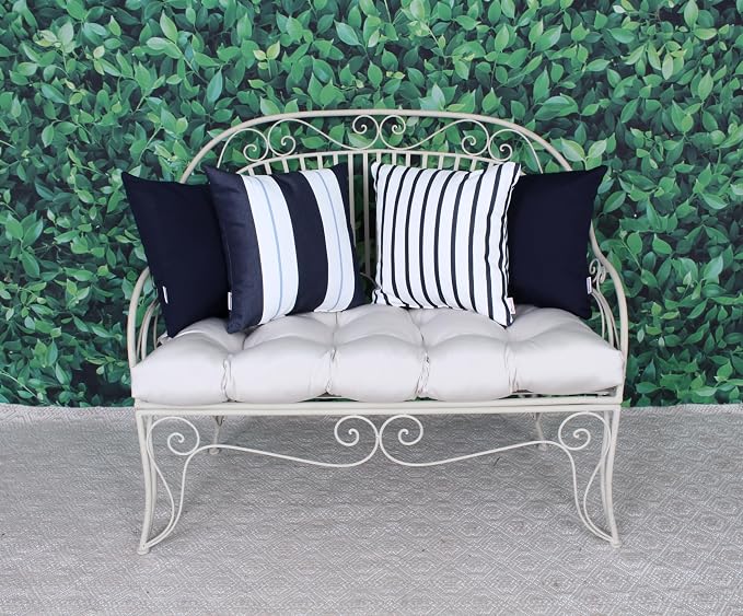 Outdoor/Indoor Sunbrella Throw Pillow Cover Only Square Set of 2 Pieces 24 inch x 24 inch Relate Harbor Stripe - Insert Not Included, Navy