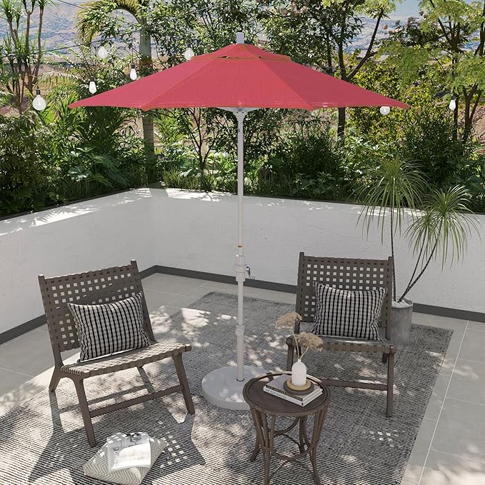 California Umbrella 7.5' Rd. Aluminum Patio Umbrella, Crank Lift, Collar Tilt, White