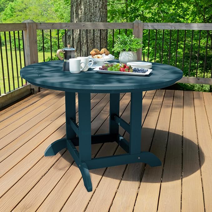 Highwood Weatherly 5-Piece Round Dining Set, Dining Height, Nantucket Blue